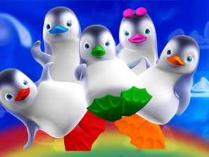 penguin, color, drawing