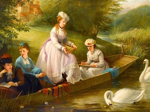 Boat, Swans, Womens, Pond - car, four