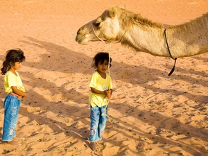 Desert, Sand, Camel, Head, Kids