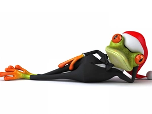tuxedo, frog, Santa