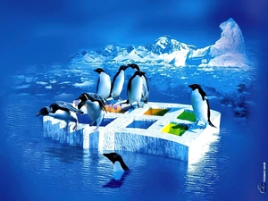 Windows XP, logo, Icecream, penguin